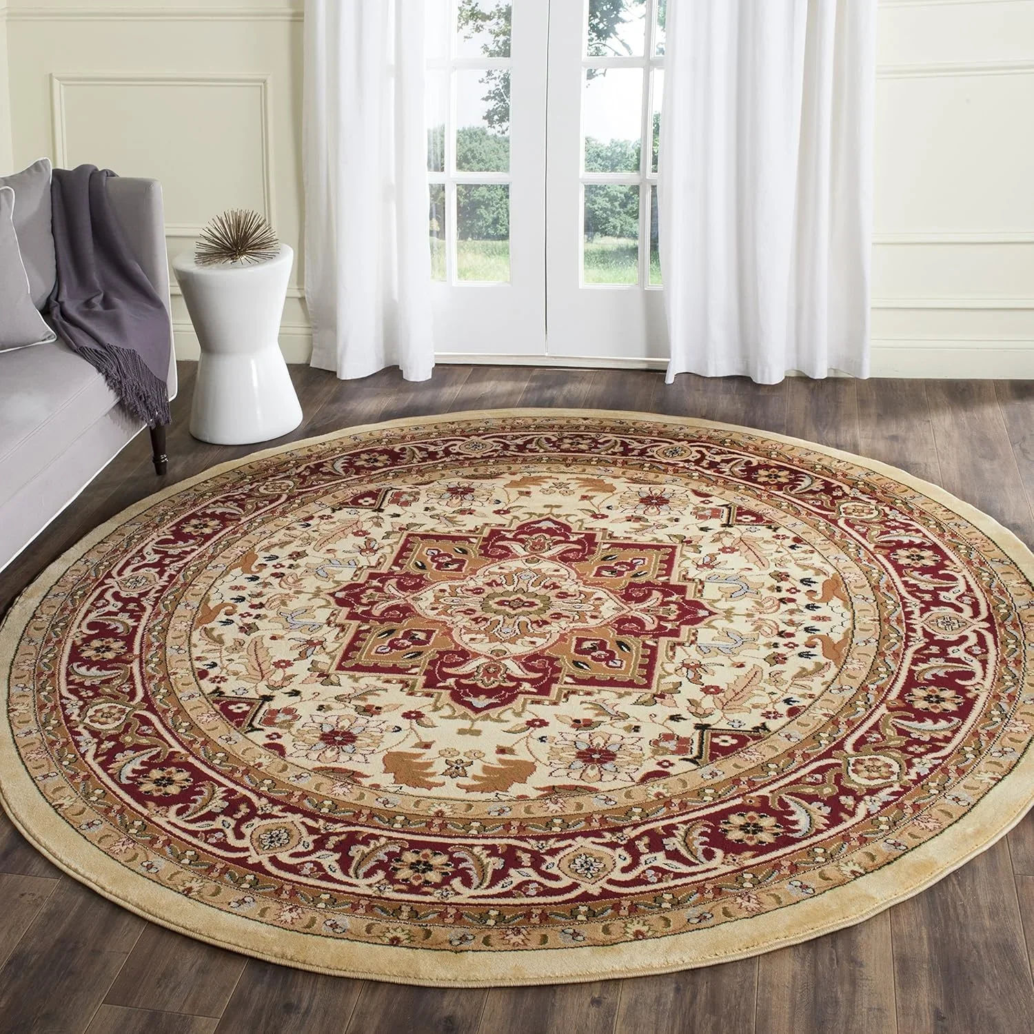 VIKAMA Mandala Medley Home Decor Rug Non-Slip Cozy Round Floor Art for Boho Bedroom and Playful Interiors