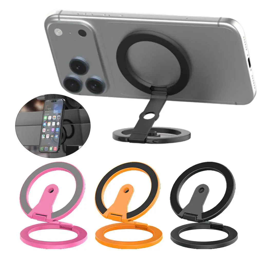 لحامل الهاتف المغناطيسي Magsafe، مشبك حلقة مغناطيسي على الوجهين، حامل معدني دوار وقابل للطي، قبضة دعامة