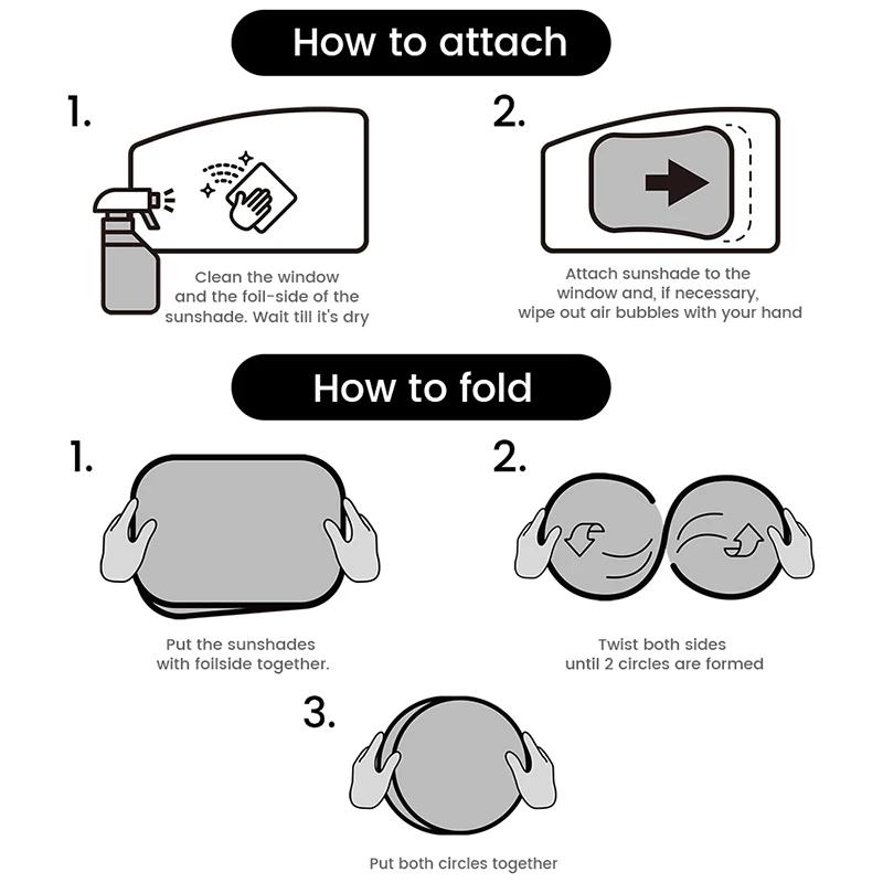 Parasol adhesivo para ventanas laterales de coche, diseño de dinosaurios/animales de dibujos animados negros y coloridos, protección UV, ajuste plegable para coche de bebé