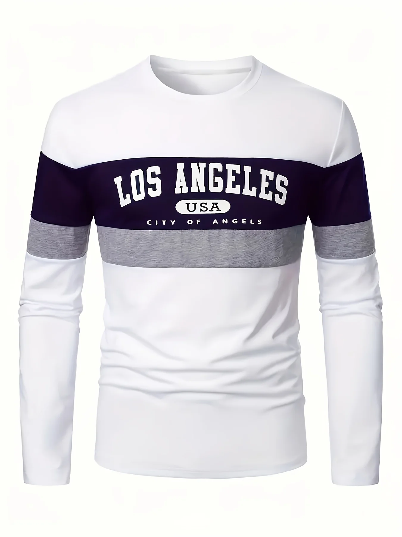 Men's Long Sleeve Simple Bottom Top 3D Text Men's Crew Neck Long Sleeve T-Shirt Spring and Autumn Outdoor Casual T-Shirt