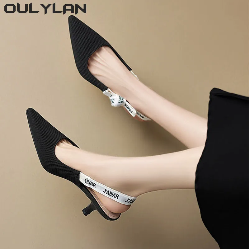 Mujer Women's Sexy Pointed Toe Sandals Spring Fashion Slingback Shoes 2024 New Luxury Ladies High Heel Slippers Pumps Sandalias