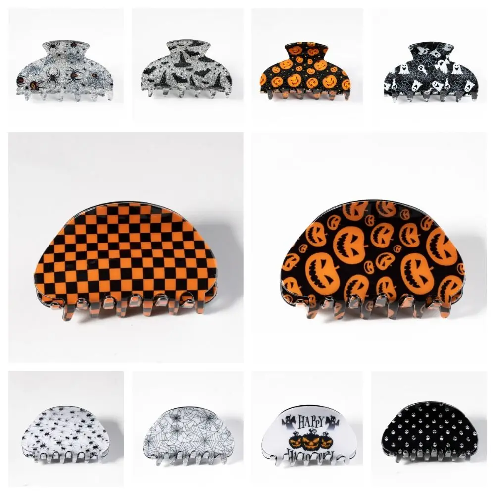 Pince à cheveux citrouille effrayante pour Halloween, pince à cheveux en forme d'araignée, crabe, coiffure fantôme, couvre-chef géométrique pour filles