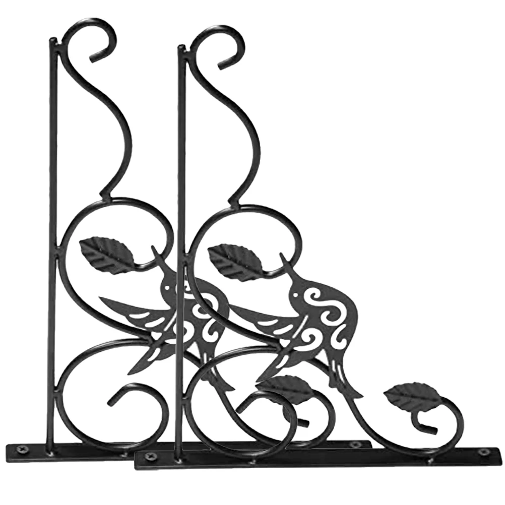 

2 Pcs Wall Mounted Flower Basket Planter Hanging Bracket Iron Garden Hooks for Plants Lantern Decor Use Storage
