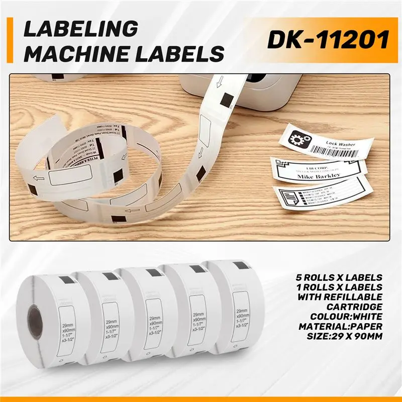 6 Roll Compatible Labels For Brother DK-11201 Standard Address Labels 29Mm X 90Mm For Brother QL-800 QL-810W QL-700-Hot