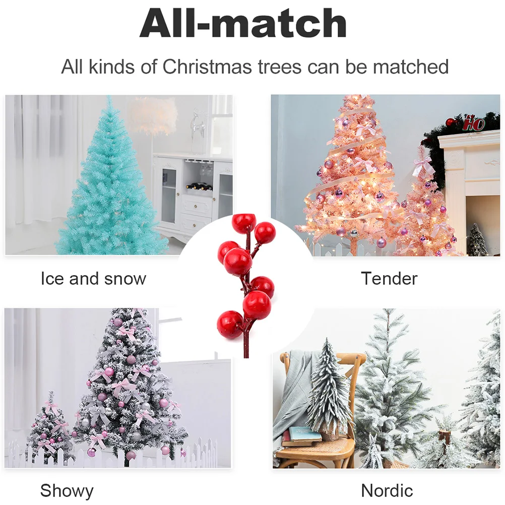 

20 Pcs Artificial Red Fruit Berries Holly Christmas Plant Foam Branches nament Leaves Home DecorArtificial Flowers