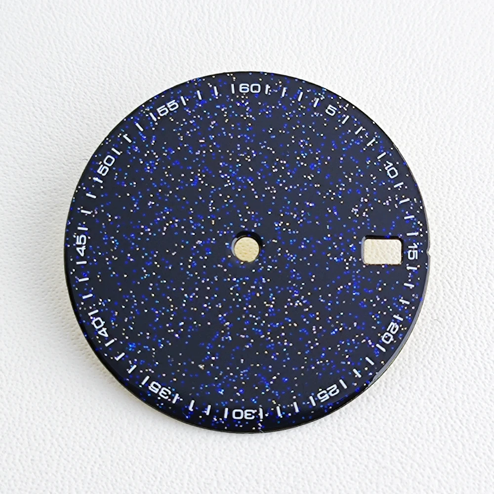28.5mm Watch Dial Hands Starry Sky Stone Dial for NH35 NH36 Movement Sparkling Blue-Gold Star Date Watch Modification Parts