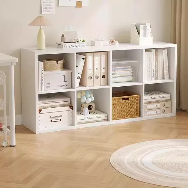White plaid bookcase, floor-to-ceiling storage cabinet, low cabinet against the wall,High Quality