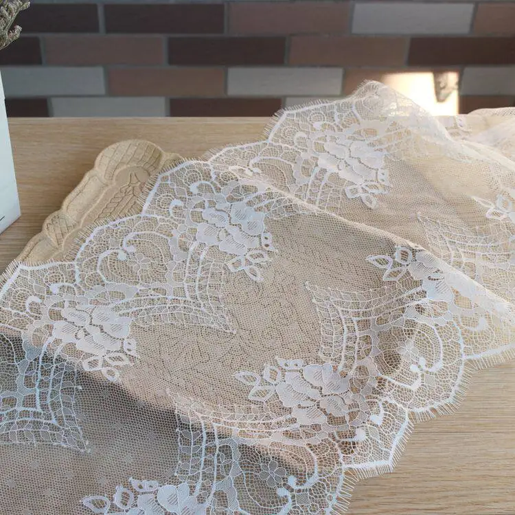 3m Export Net Flower Eyelash Lace Trim Clothing Decoration DIY Wedding Dress Accessory 32 - 33cm Width Soft and Durable Lace