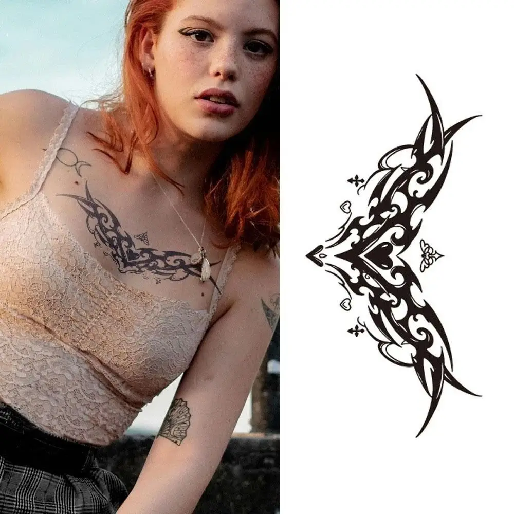 Waterproof Temporary Tattoo Stickers Long-lasting Personalized Punk Tattoo Stickers Sweat-proof Heart Pattern Body Art Tattoo