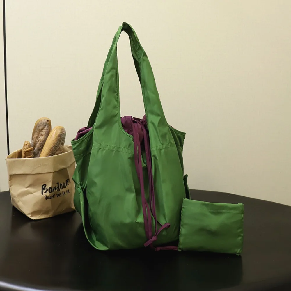 Creative Reusable Drawstring Design Handbag Nylon Waterproof Shopping Eco Bag Tote Bag Storage Bags Travel Grocery Bag Travel