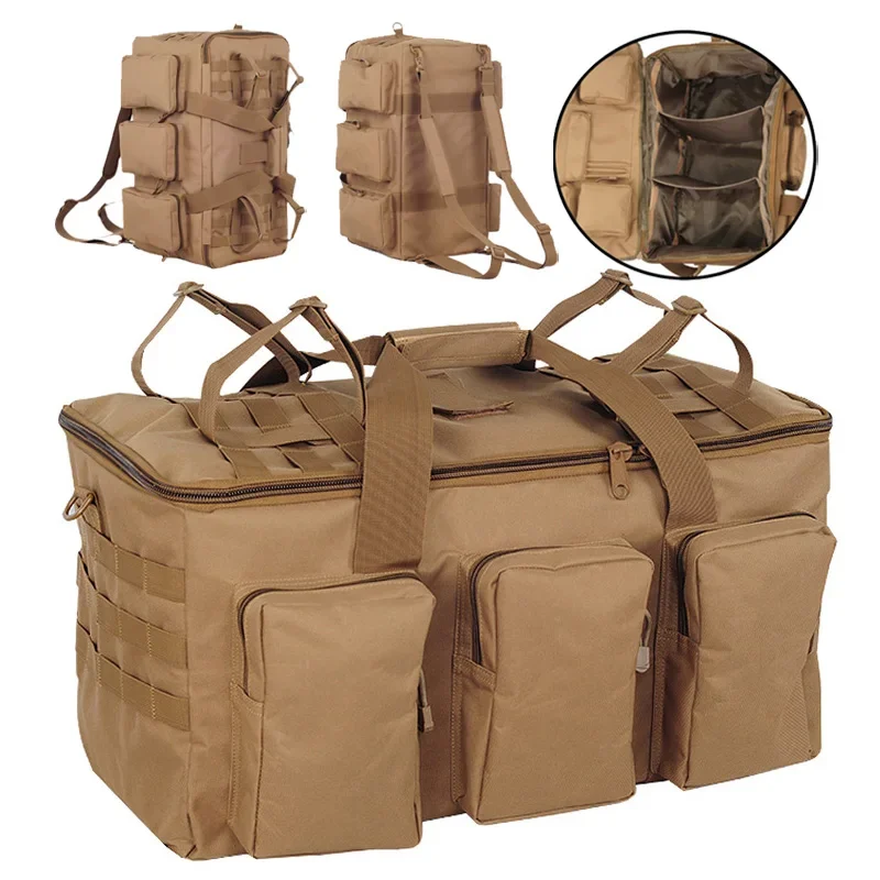 

55L Luggage Duffel Bag Camping Backpack Tactical Large Bags Mens Hiking Travel Mountaineering Trip Utility Gym Weekend Duffle