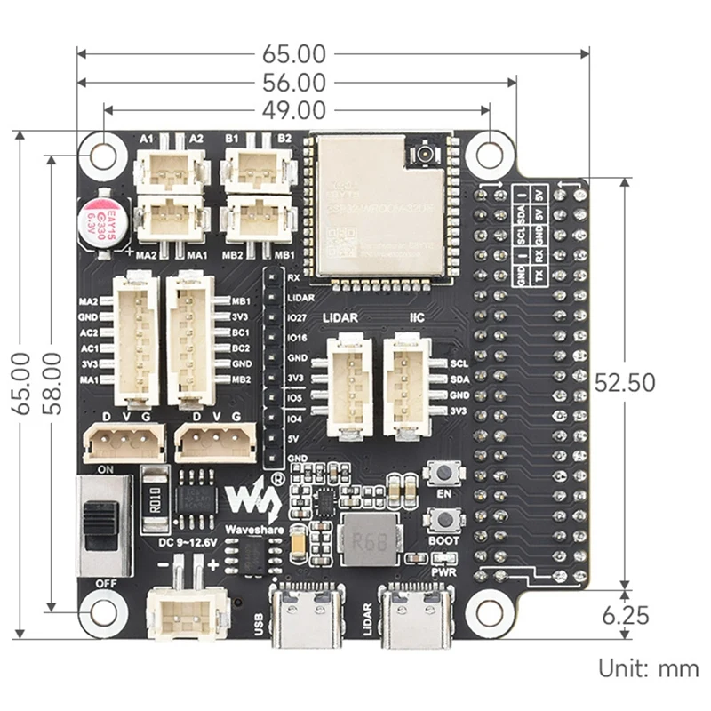 Waveshare Multi-Function Interface Driver Board Parts For Robots Based On ESP32 Supports WIFI Bluetooth ESP-NOW