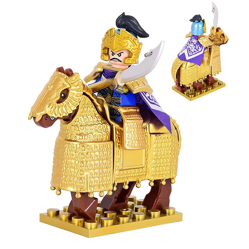 MOCThe Three Kingdoms Soldiers Hero SoldierWar-Horse Knights Weapon Brick Mini Action FigureBuilding Blocks Toy for Kids Gift