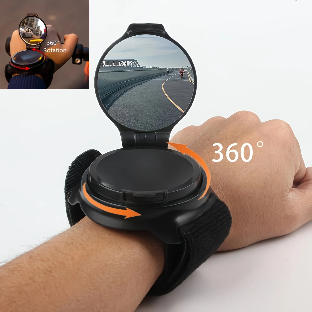 

360 Degree Rotating Convex Mirror Bicycle Mirror, Acrylic Lens, Wristband and Arm Band, Bike and Motorcycle Safety Equipment