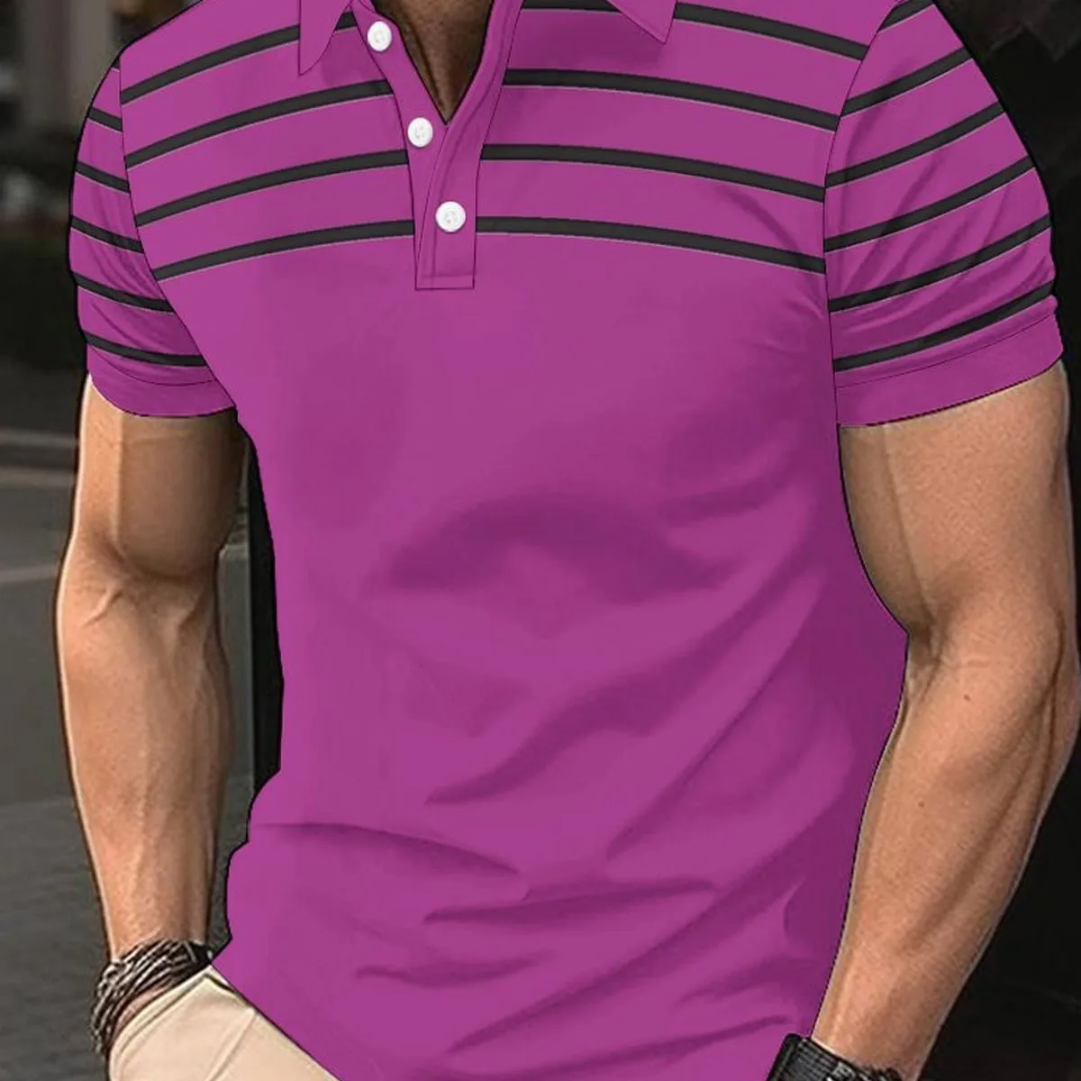 جديد الأوروبية والأمريكية الصيف الرجال قميص بولو مطبوعة قصيرة الأكمام زر طوق تي شيرت عارضة أعلى الأوروبية والأمريكية #3