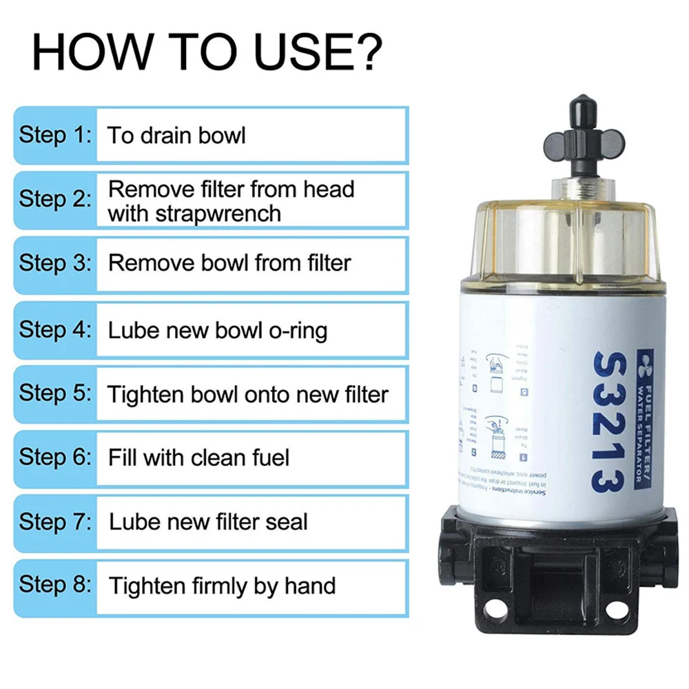 HUALIC S3213 Fuel Filter Water Separator Assembly Outboard For Mercury Quicksilver OMC Marine Engine Boat 10 Micron Filter Kit