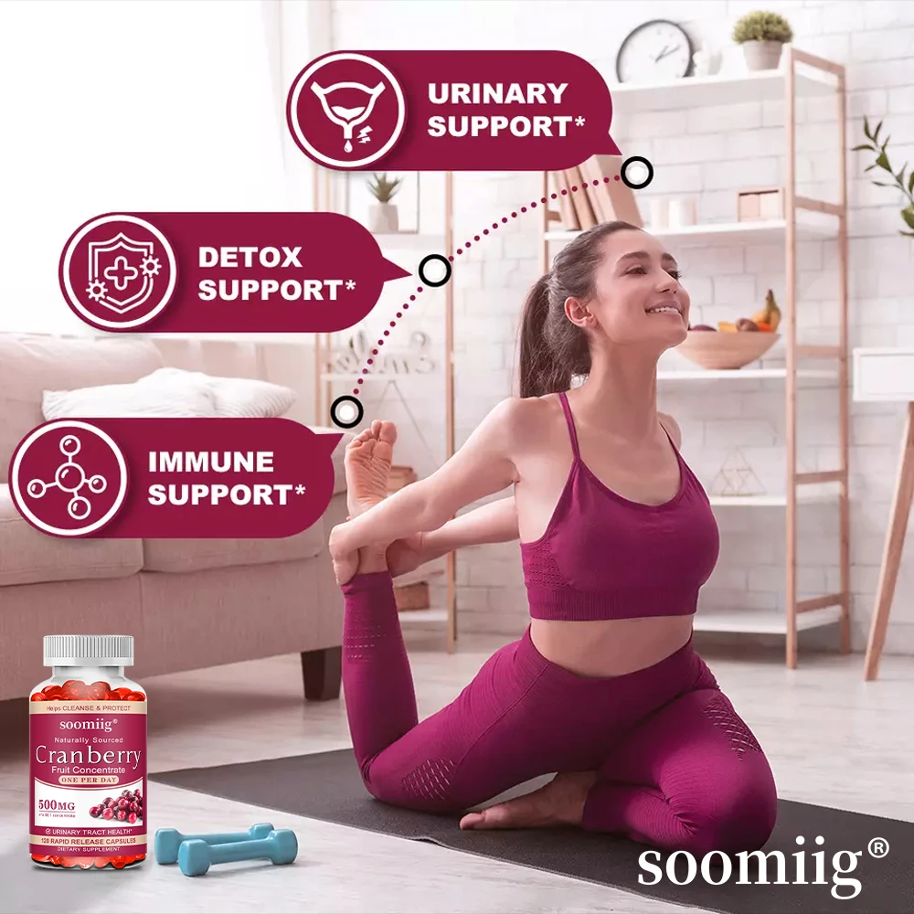 Organic Cranberry Capsules - Rich in Vitamin C , Support Urinary Tract and Bladder Health, Promote Cleansing, Detoxification