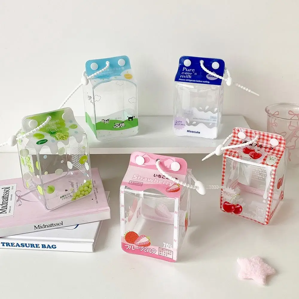 Clear Pvc 3d Milk Box Doll Bag Ins Cartoon Storage Case Portable Figure Display Organizer For Student Girls Toy Collectibles image 3
