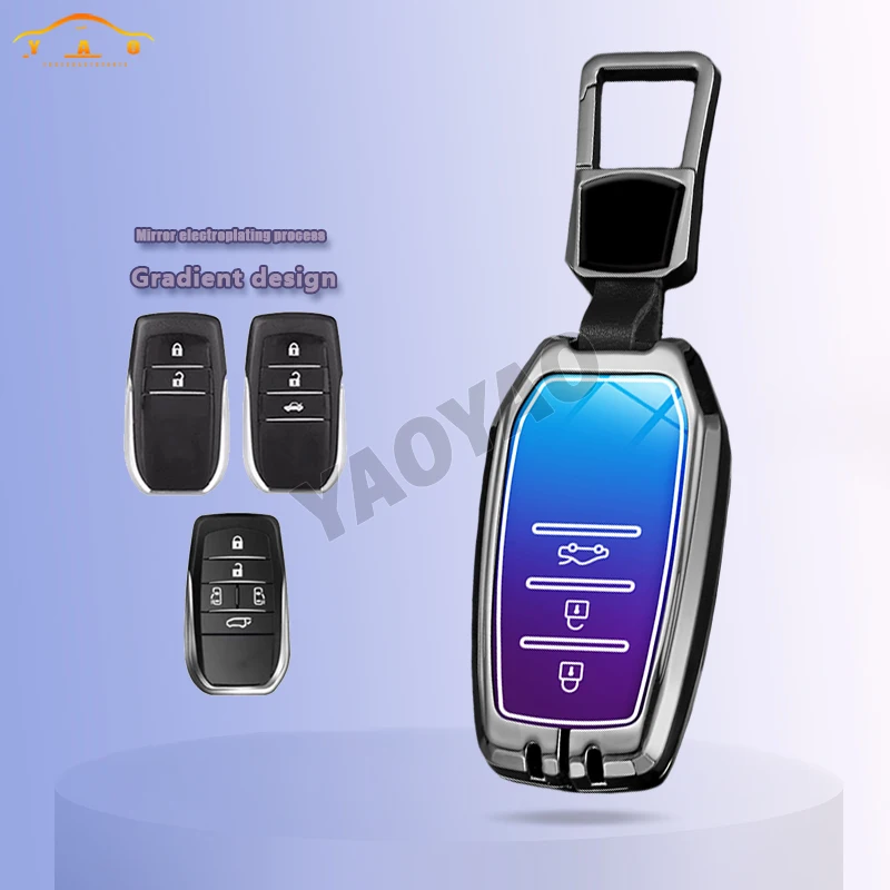 Zinc Alloy Gradient Color Car Remote Key Case For Toyota Yaris Cross Hilux Innova Fortuner Camry Land Cruiser 200 Prado Crown