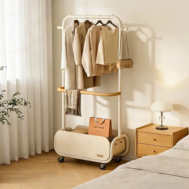 AOLIVIYA Bedroom Standing Coat Rack Floor Hat Hanger Clothing Storage Rack Bedside Removable Shelf