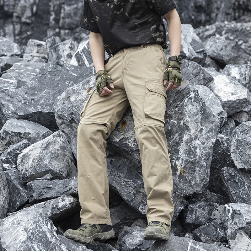 Men Hiking Training Cargo Pants Spring Autumn Simple Fashion Detachable Casual Pants New Loose Multi Pocket Sports Pants Men