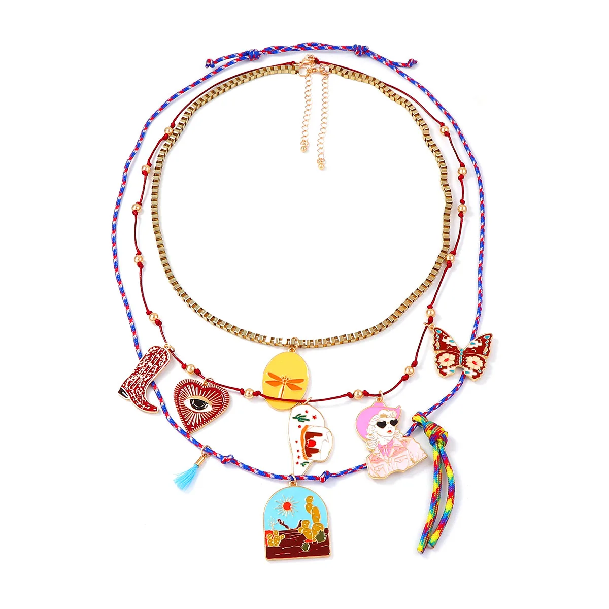 

New ZAA Personalized Design 3Pcs/set Rope Chains Medallion Charm Necklaces for Women Irregular Geometric Pendant Jewelry Gifts