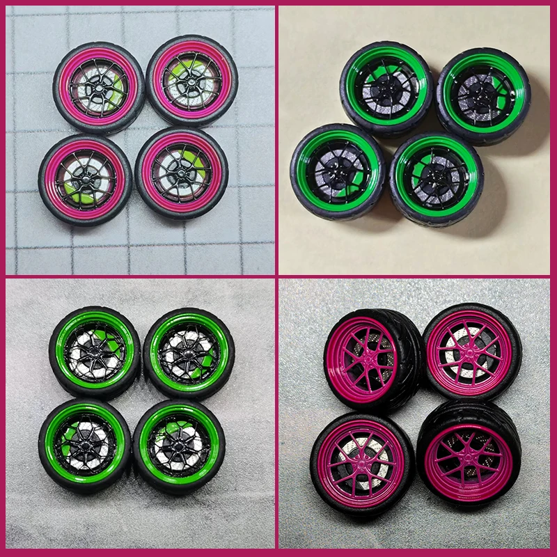 

Колеса 1:64, серия A, большие диски, с красными, желтыми, синими и зелеными суппортами, металлические колеса с подшипниками и резиновыми шинами