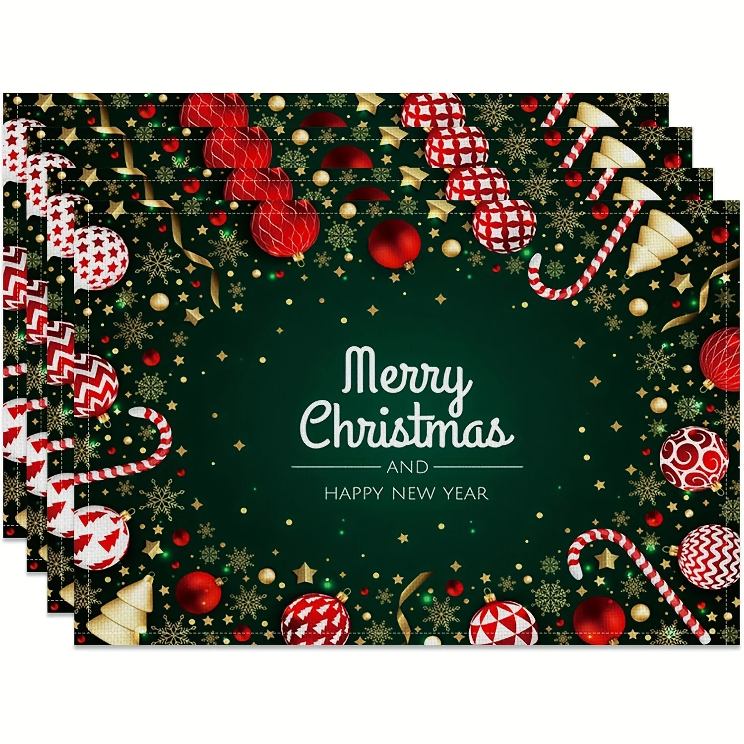 Cartoon Snowman Gingerbread Placemats Heat Resistant Table mat Kitchen Dining Room Xmas Feast Family Christmas Dinners Decor