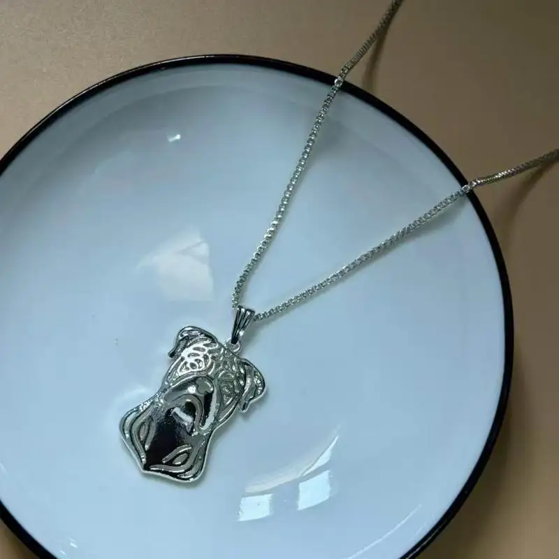 Women' Metal Chain American Bulldog Dog Shaped Necklace