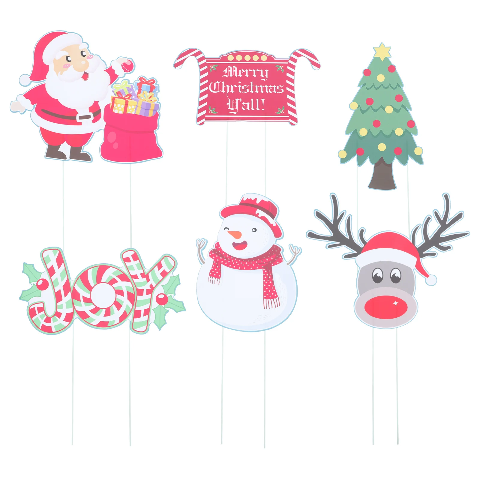 

6 Pcs Christmas Yard Signs Sturdy Plastic Merry Decorations Xmas Lawn Stakes GardenInserted Signage Home Office Party Venue