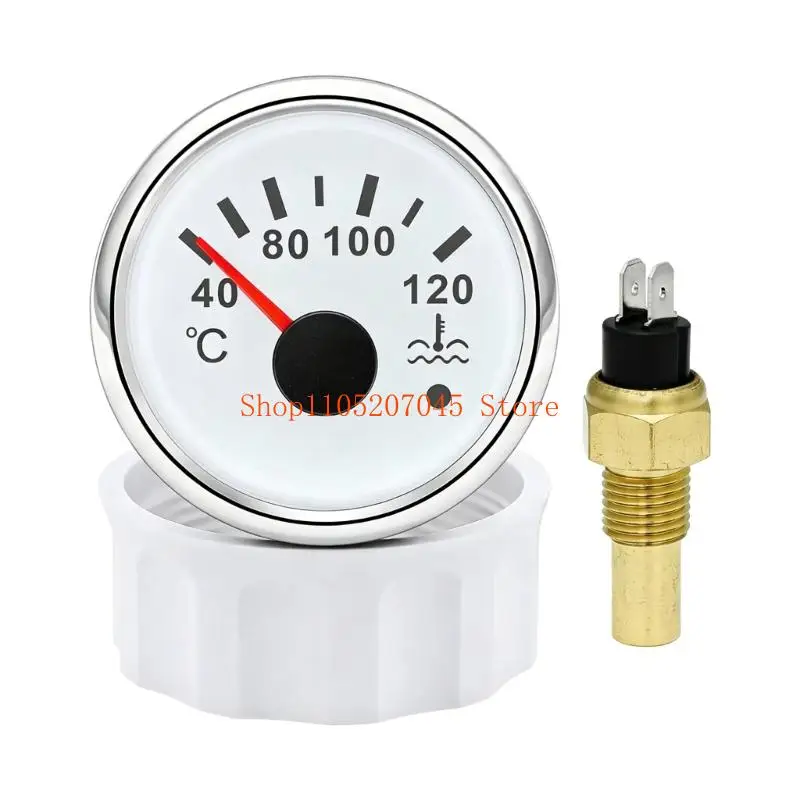 37cd Water Temperature Meter 40-120°C Round Analog Face with Threaded for Engine Coolant Reading and Service Replacement