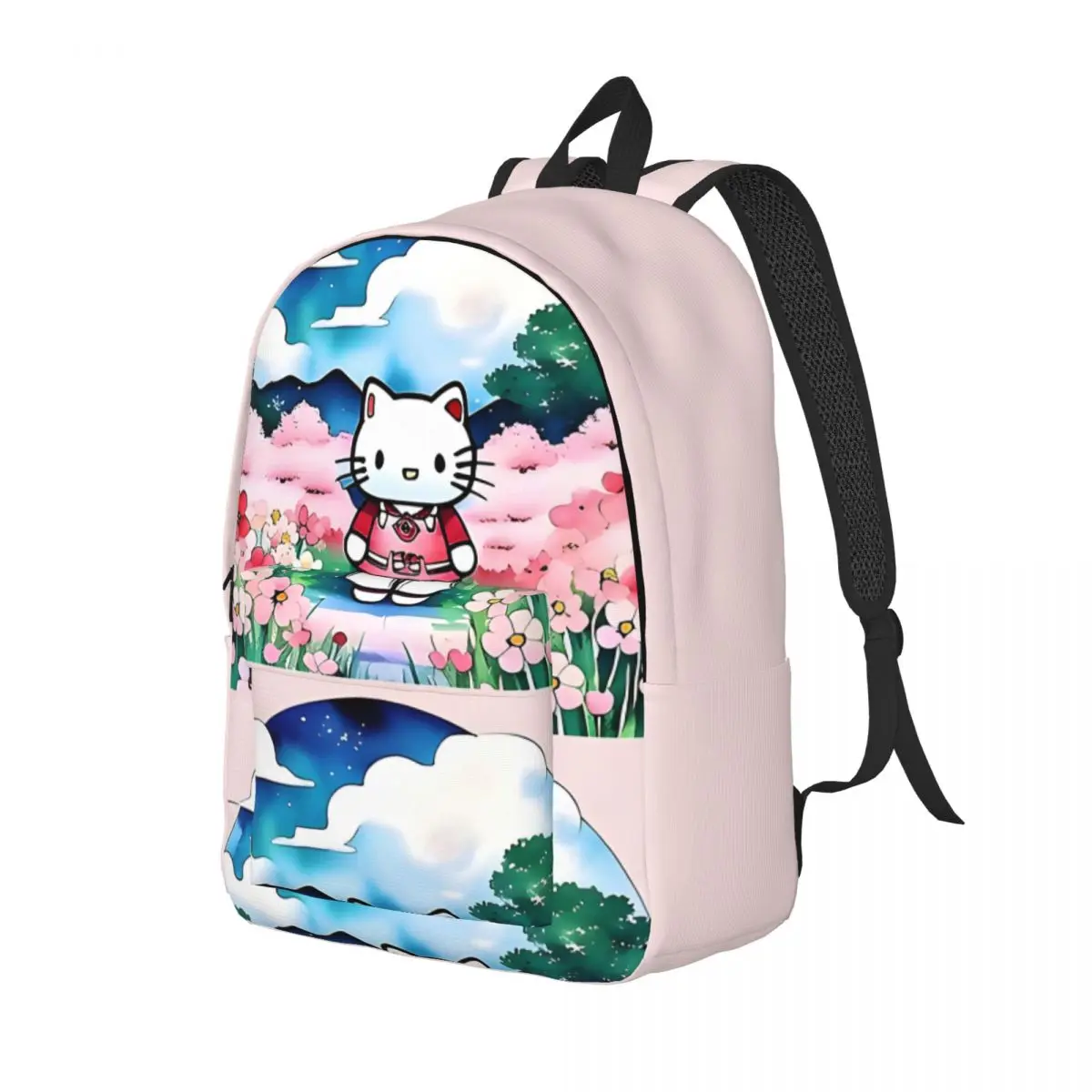 Snack Storage Hello Kitty In A Field Of Flowers Knapsack Weekend Picnic Sturdy Shoulder Sanrio Girl Boy Rucksack Birthday Gift