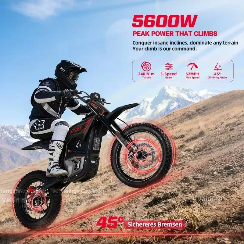 Valtinsu Em5 Pro Central Motor Mid Drive 5600W Off Road Electric Dirt Bike All Terrain Bike 80Km/H Motocross