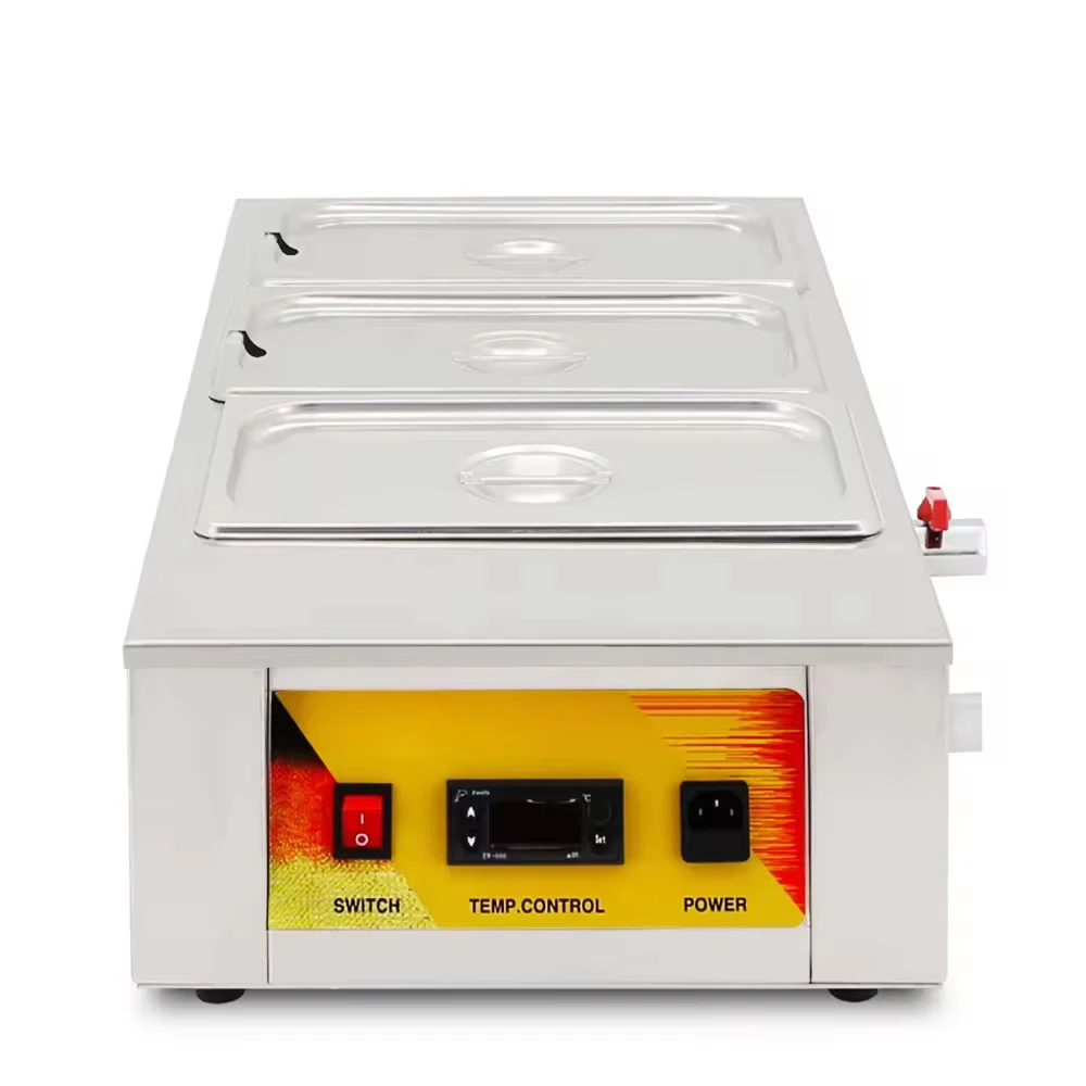 Three Tanks Chocolate Melting Machine Professional Hot Chocolate Warmer for Catering Electric Chocolate Tempering Machine
