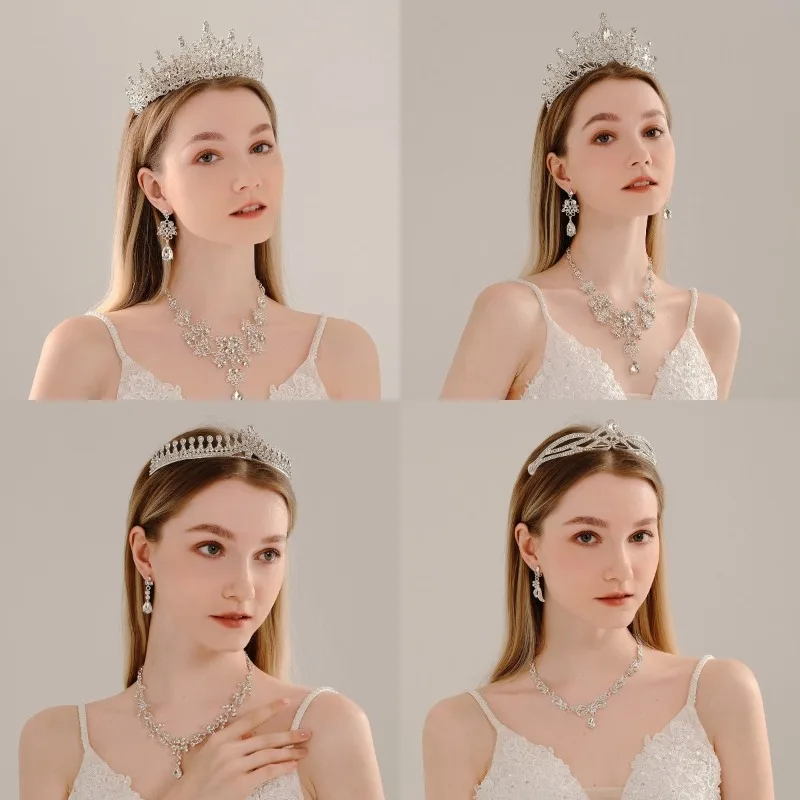 

Jewelry Set Necklace Earring Crown Wedding Three-Piece Set Wholesale