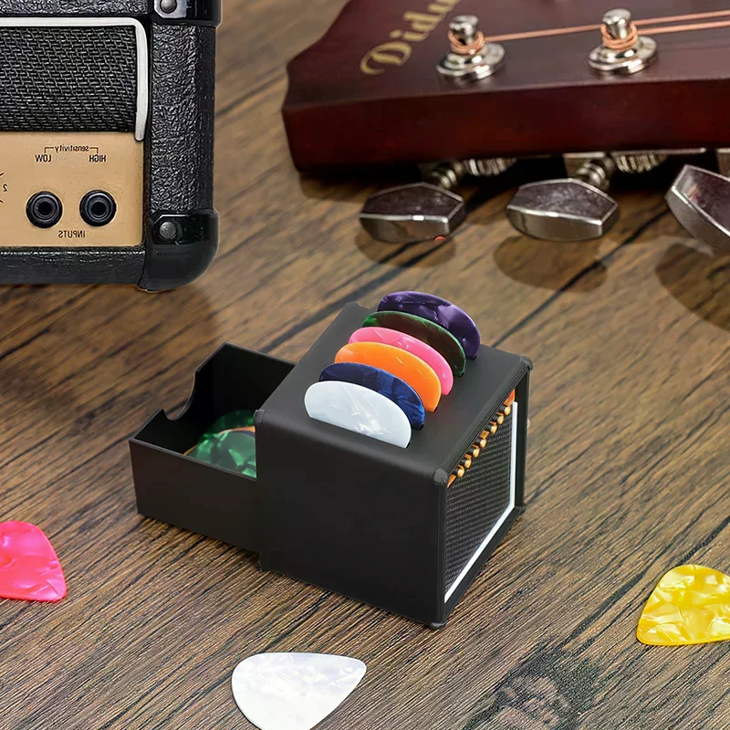3D Printed Portable Guitar Pick Holder With Drawer Waterproof Dustproof Guitar Picks Organizer Picks Storage And Display Gifts