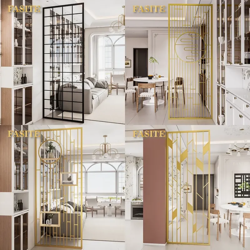 For Living Room Entrance Modern Simple Metal Partition Light Luxury Wrought Iron Changhong Glass Screen Door Blocking Wind