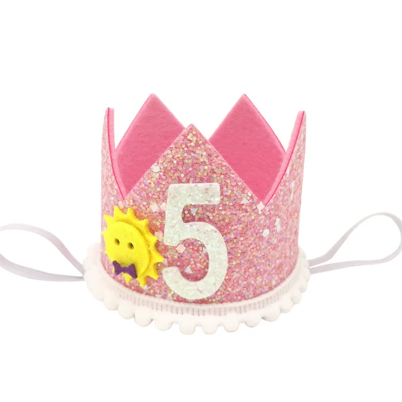 1Pcs 1 2 3 4 5 6 Year Birthday Crown Headband Caps Baby Boy Girl Birthday Party Decor Hat Prince Priness Hair Accessory Supplies