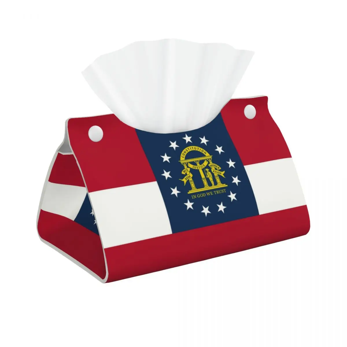 Custom Georgia State Flag Tissue Box Cover Rectangular PU Leather Georgian Proud Patriotic Facial Tissues Holder for Bathroom