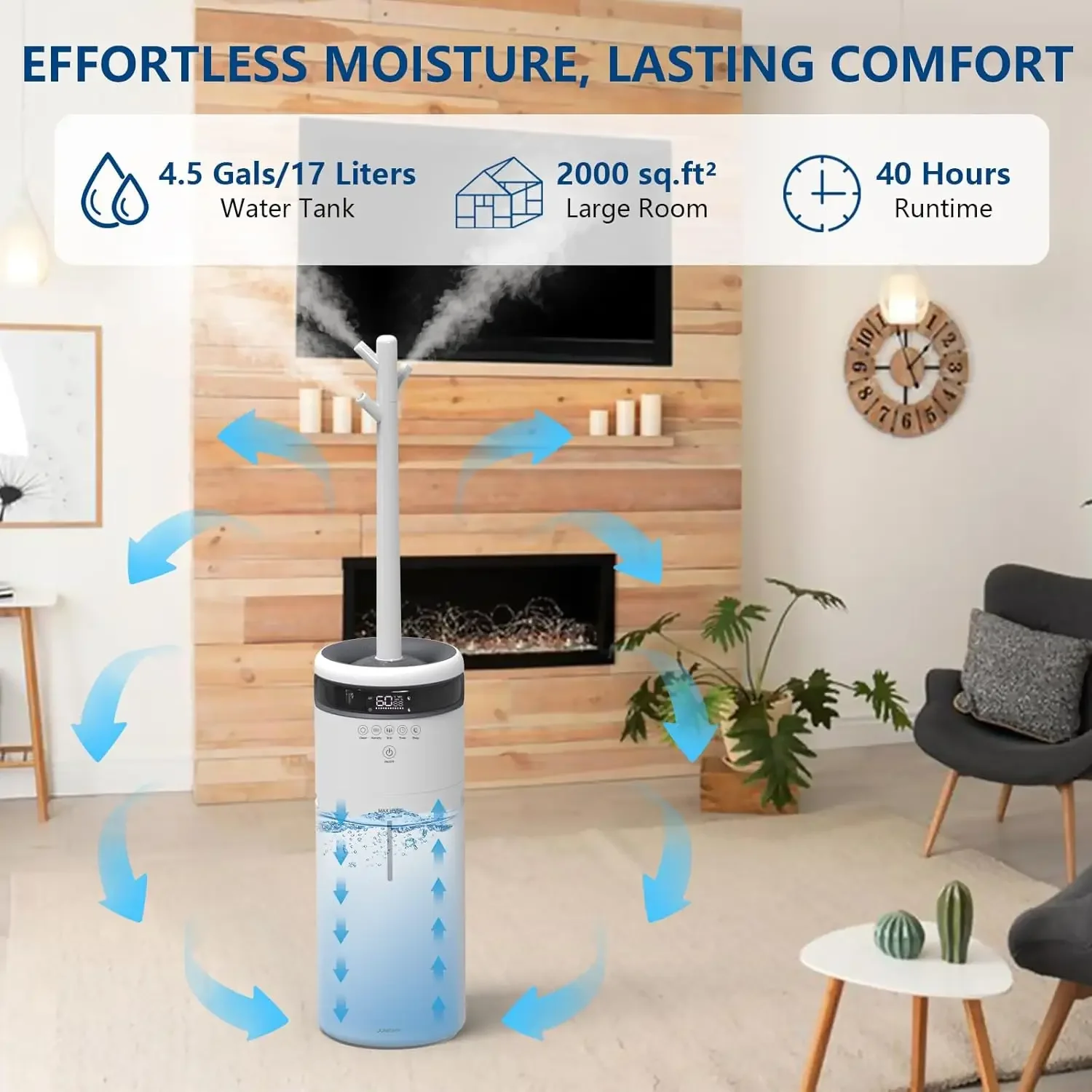 4.5Gal/17L Humidifier Large Room Top Fill Large Humidifiers for Home 2000 sq ft with Remote Control Large Room Humidifier Quite