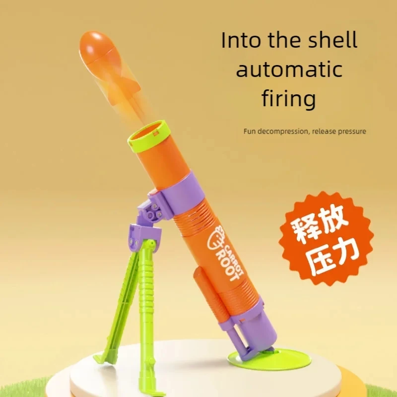 New Children Decompression Toys Carrot Mortar Can Eject Soft Soft Bullet Cartoon Stress Relief Toys Launcher Gift for Kids