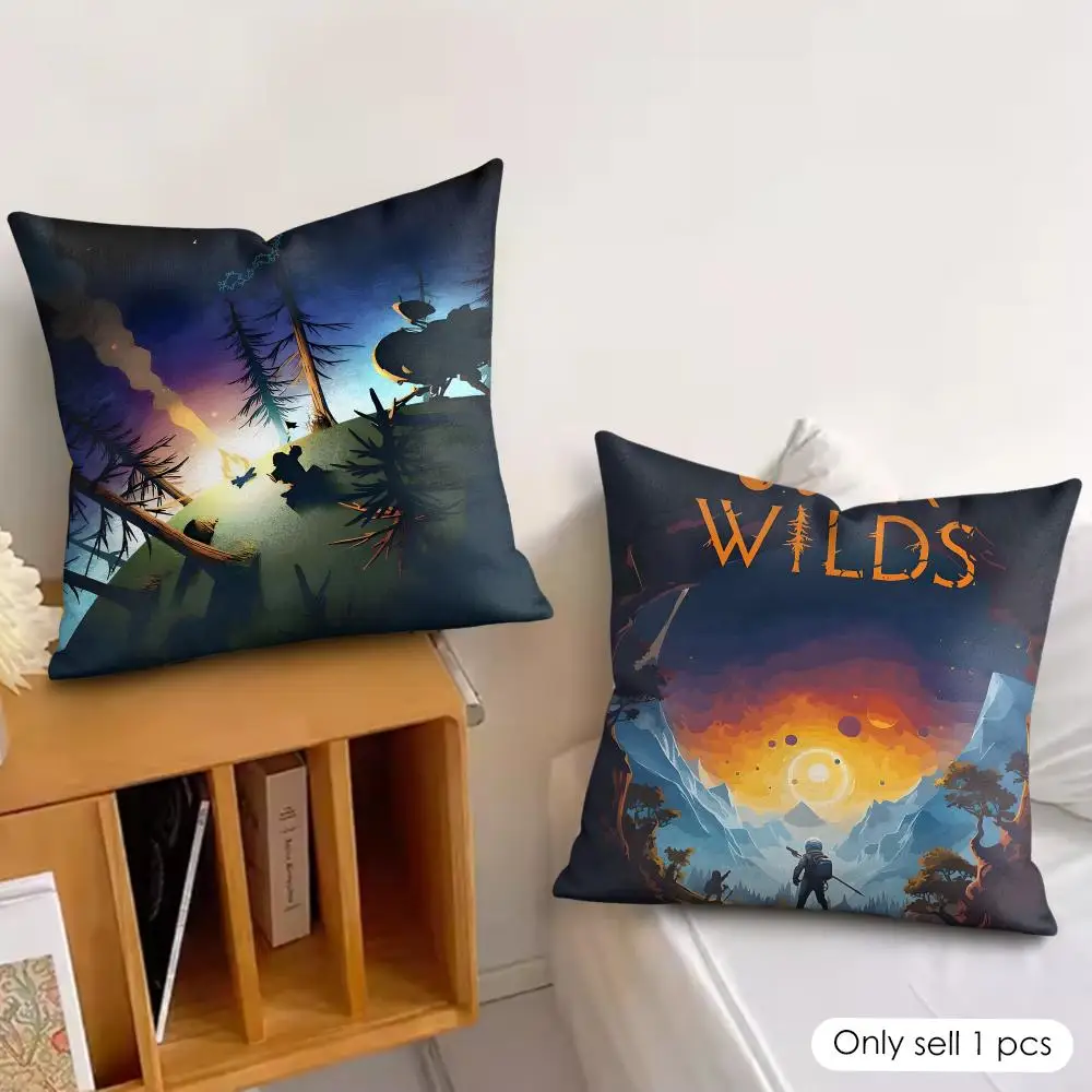 Video Game O-Outer Wilds Cushion Cover Wrinkle-Resistant Short Plush Pillow Case Breathable Machine-Washable