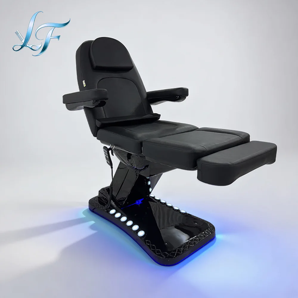 Sillón de Examen Reclinable Eléctrico Negro de 3 Motores, Estético, para Tatuajes, Spa, Masajes, Cosmética y Belleza Facial