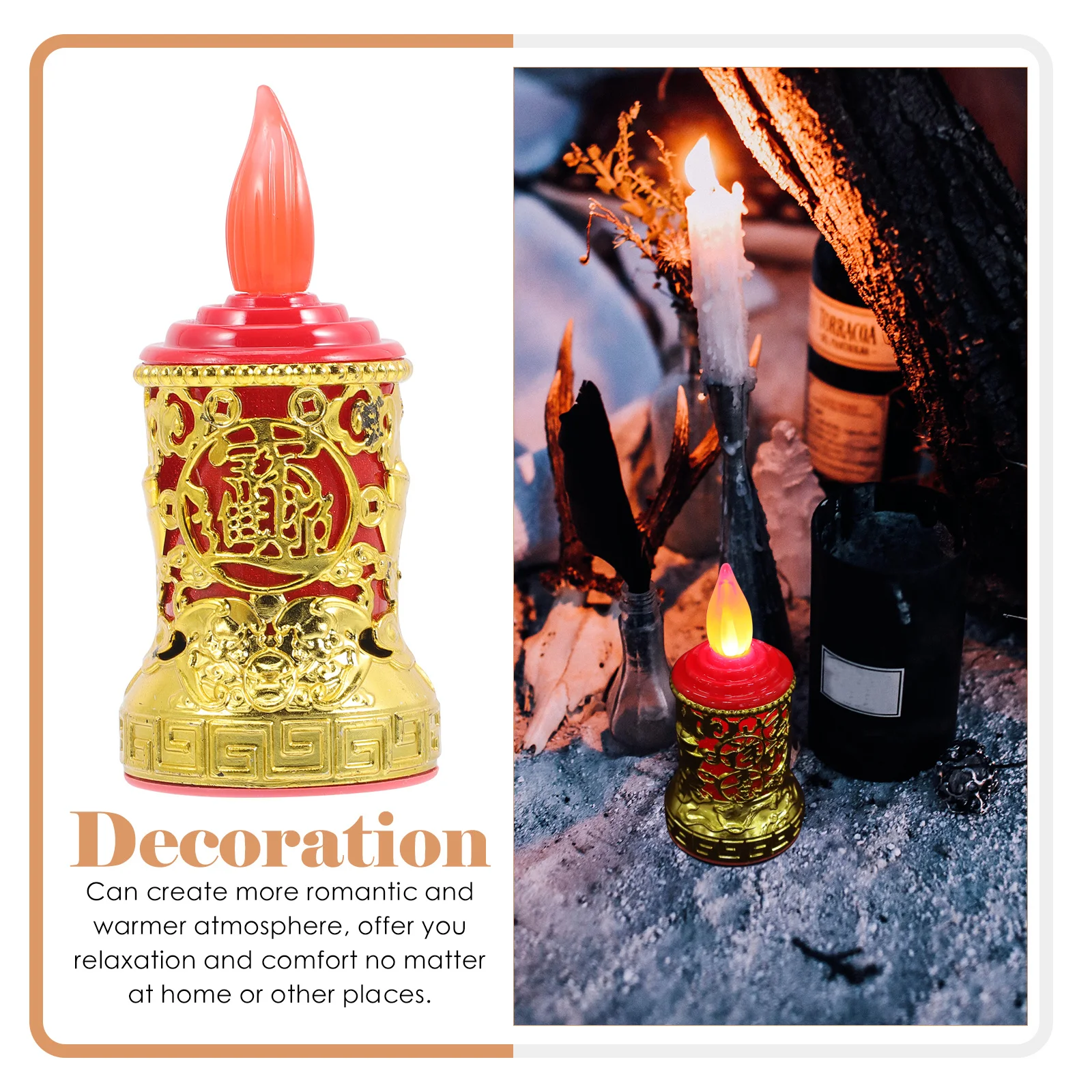 ضوء إلكتروني LED عديم اللهب قابل لإعادة الشحن باللون الأحمر الصيني لتزيين أعياد الميلاد ومصباح روحي #5