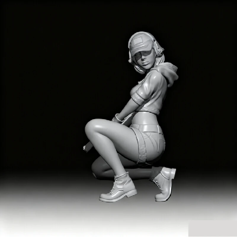 55mm Resin Model Figure Mysterious Detective Girl Gk Micro Miniature 3d Printed White Model Toy Unassembled And Unpainted Kit