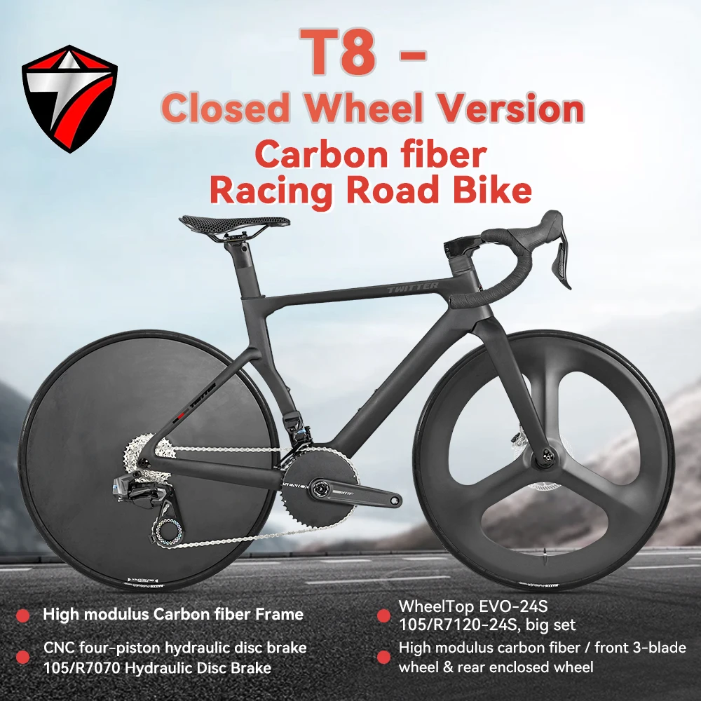 

Велосипед шоссейный TWITTER T8 из карбонового волокна с электронной группой переключателей на 24 скорости, гидравлическими дисковыми тормозами, унисекс, для мужчин и женщин