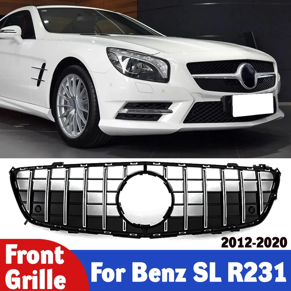 

Chrome Car Upper Radiator Grille For Mercedes-Benz R231 SL450 SL500 SL550 2013-2016 Facelift Models Auto Styling Parts