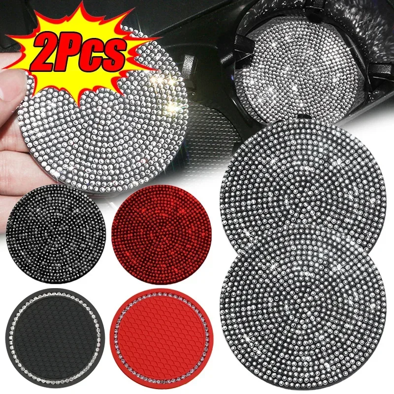 2pcs Imitation Diamond Fashion Car Cup Cushion Bling Car Cup Holder Coaster Anti-slip Popular and fashionable coasters