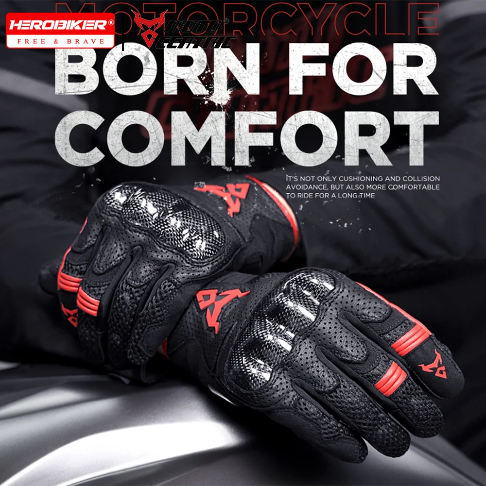 

MOTOCENTRIC Summer Breathable Motorcycle Gloves Anti-drop Leather Gloves Touch Screen Carbon Fiber Motorcycle Riding Gloves