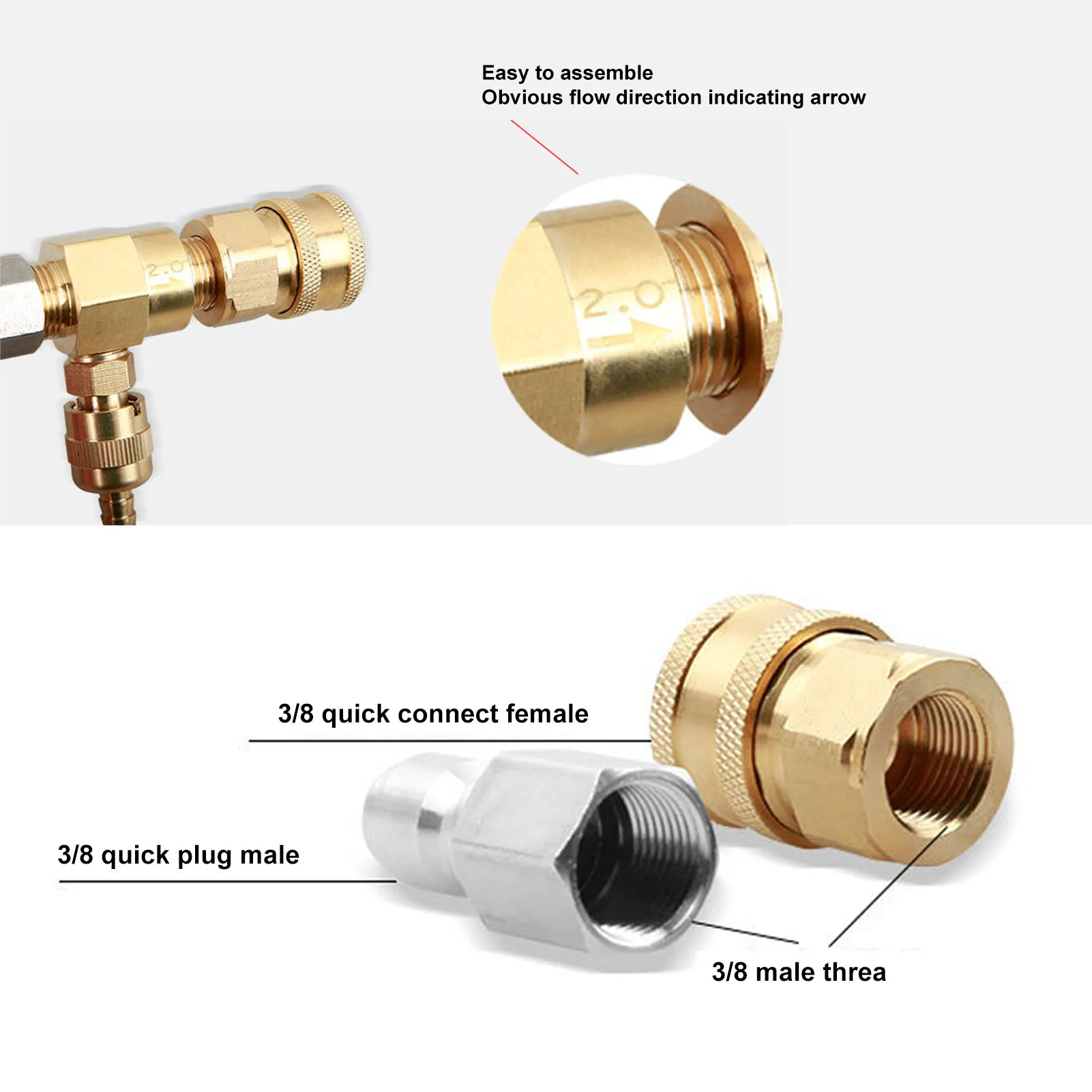 ZK30 Chemical Injector Brass Stainless Adjustable Downstream Injector with 9.8ft Tube for Pressure Washer 5000PSI